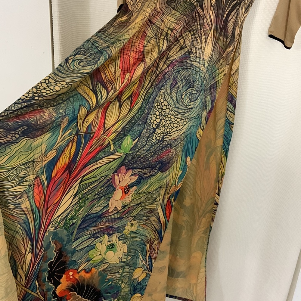 Vintage 70s/80s High Neck Floor Length Side Slit Top - no tag